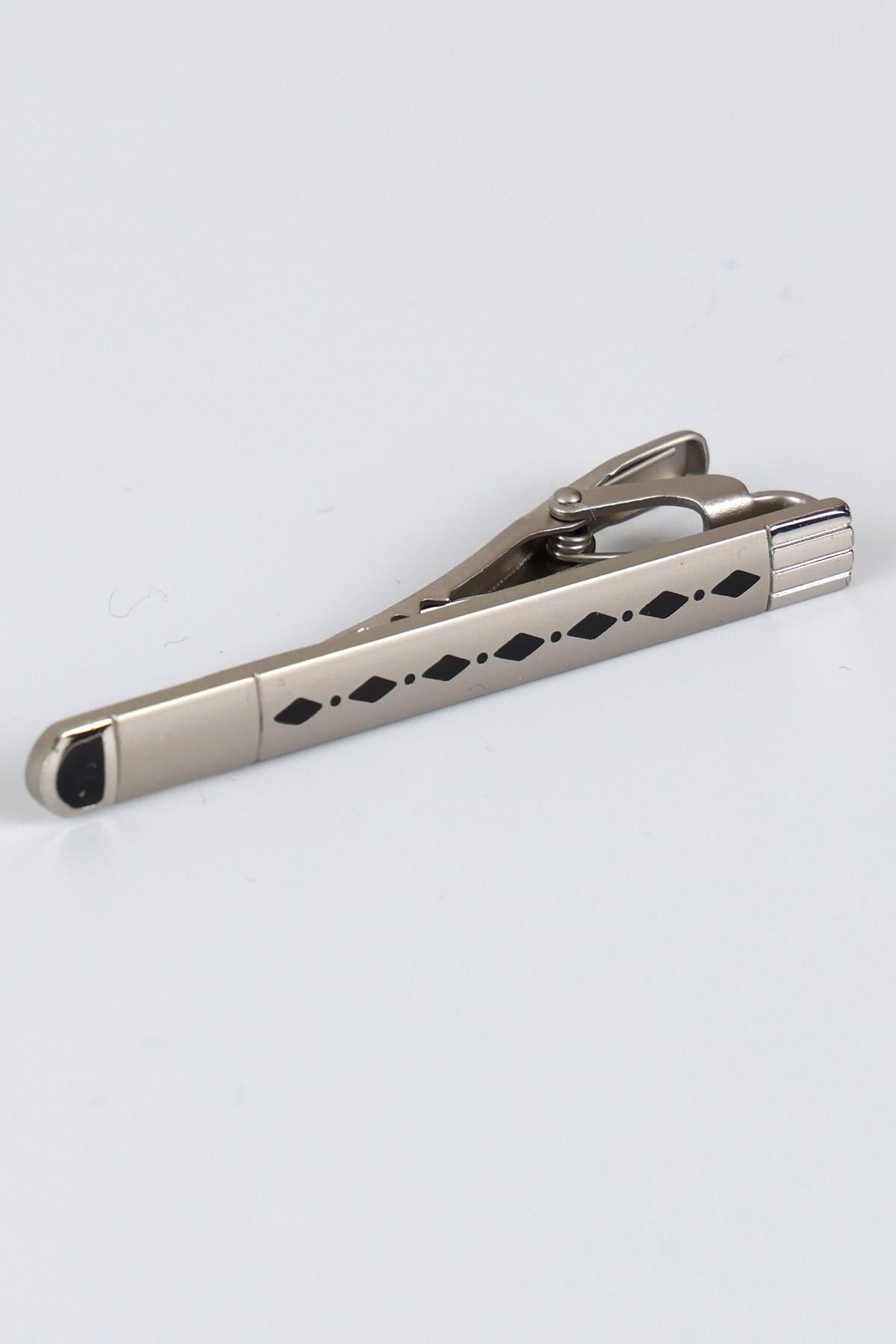 Esgue Erkek Kravat İğnesi – Metal Kravat Klipsi, Mat Gümüş Renkli Şık Tasarım