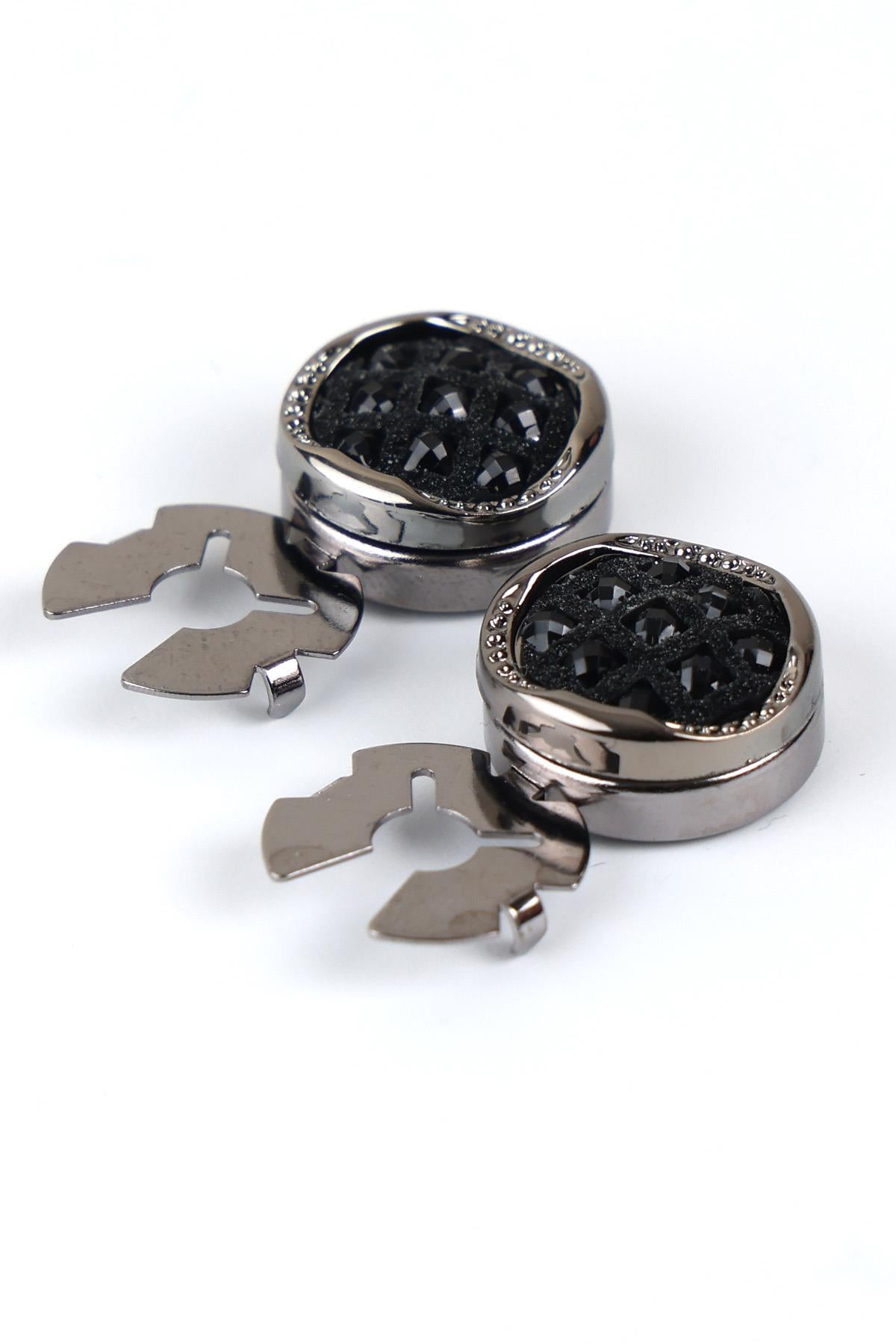 Esgue Füme Renk Desenli Geçme Klipsli Kol Düğmesi - M1126