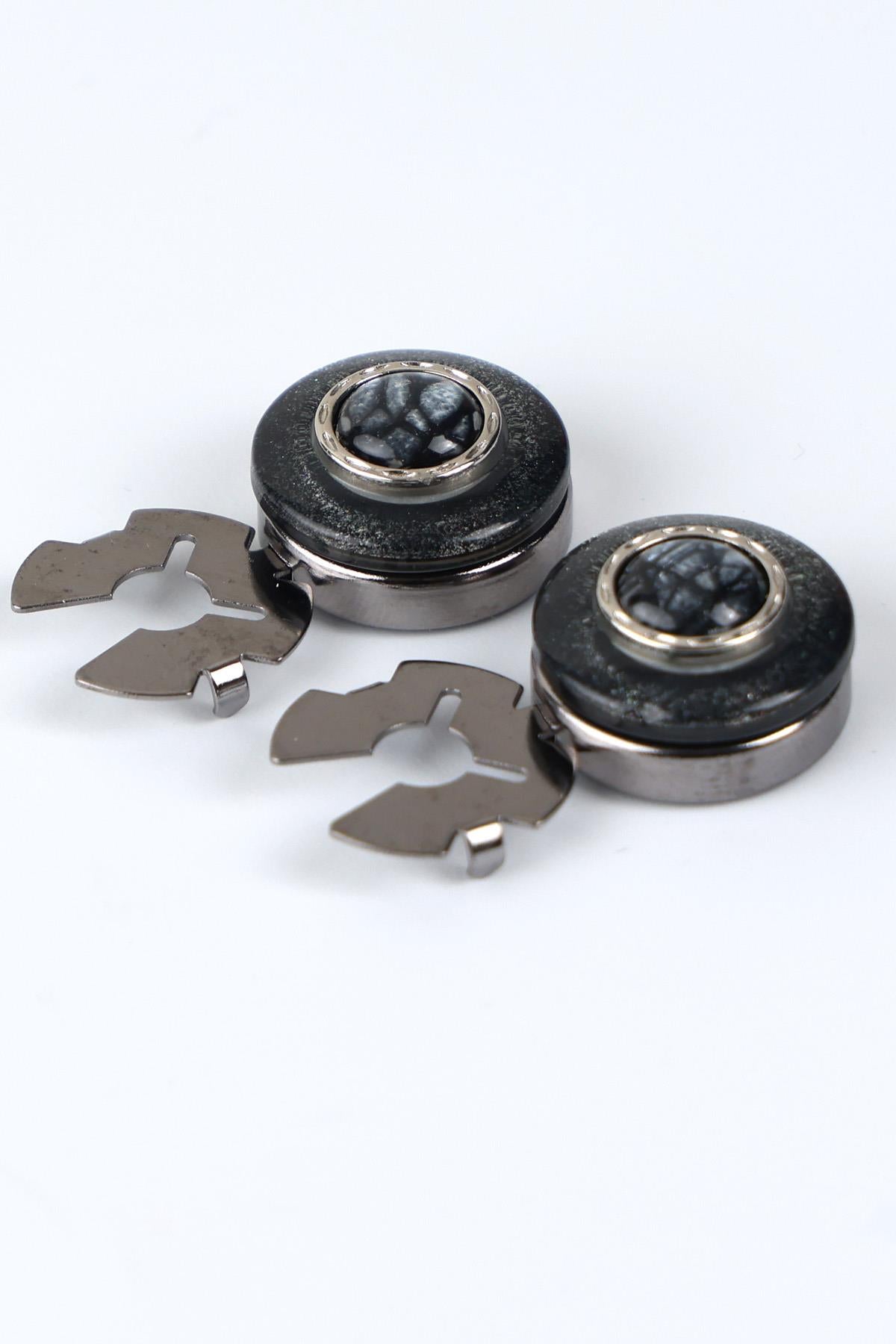 Esgue Füme Renk Desenli Geçme Klipsli Kol Düğmesi - M1128