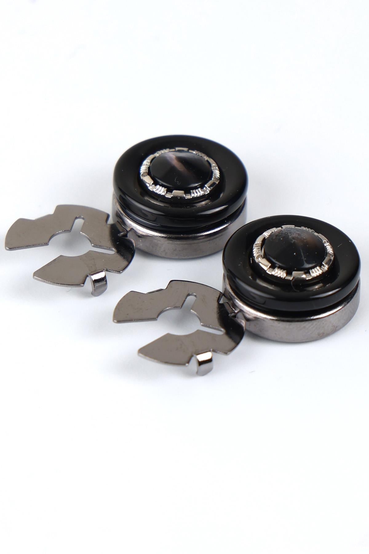 Esgue Füme Renk Desenli Geçme Klipsli Kol Düğmesi - M1129