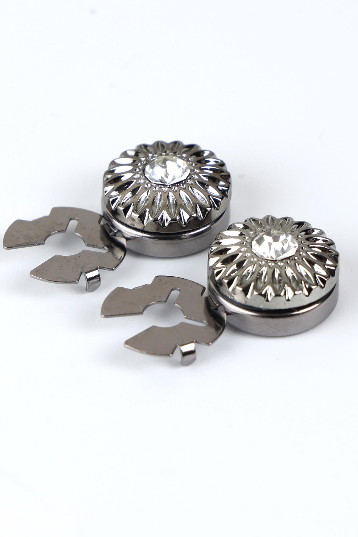 Esgue Füme Renk Taşlı Geçme Klipsli Kol Düğmesi - M1131