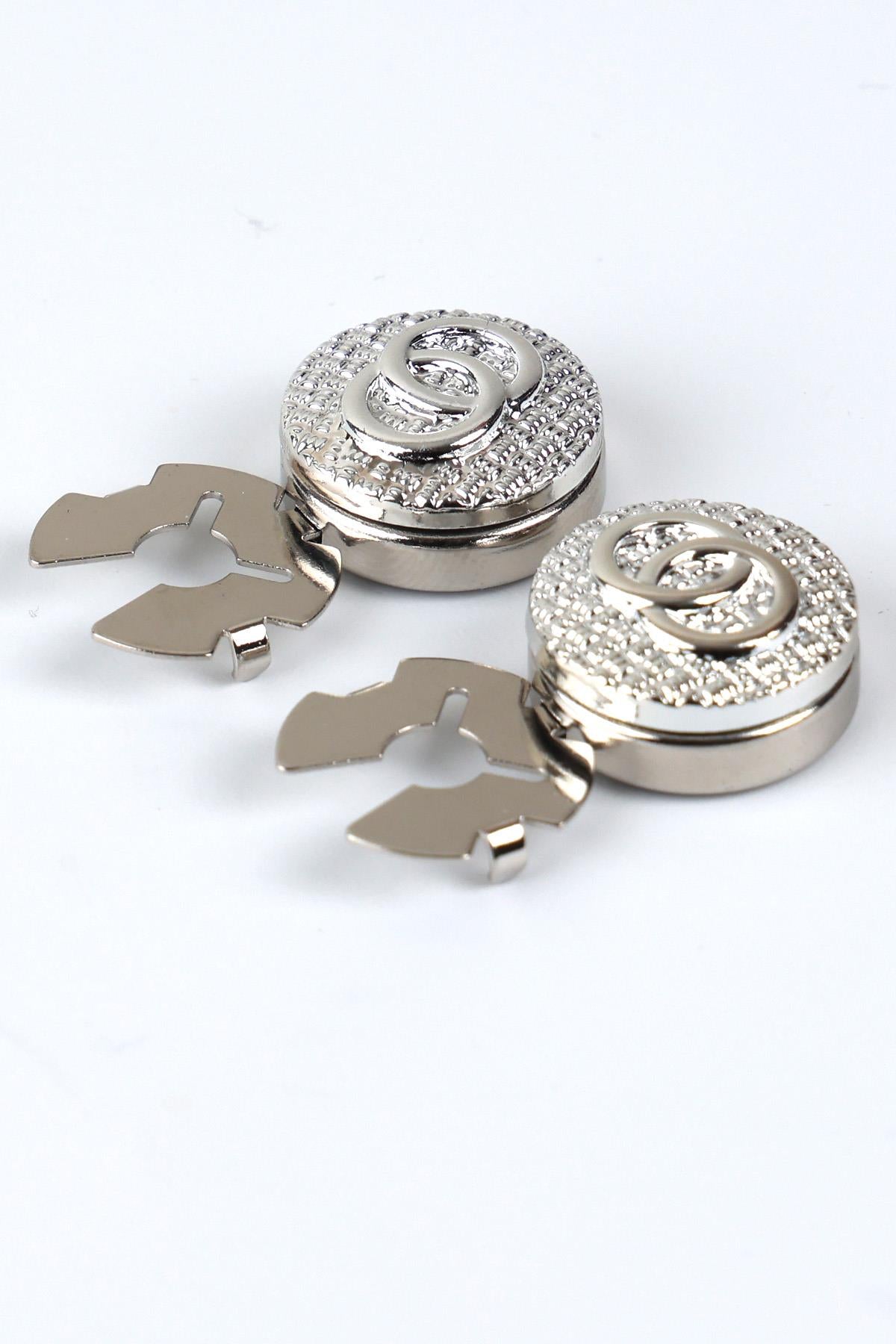 Esgue Gümüş Renk Halka Desen Geçme Klipsli Kol Düğmesi - M1115