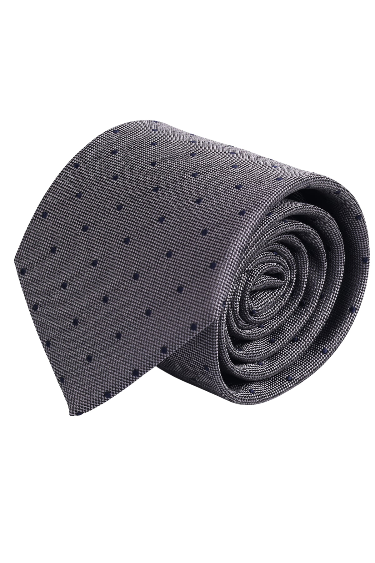 Esgue Hand Made 8 cm Gri Renk Nokta Desenli Kravat Mendil