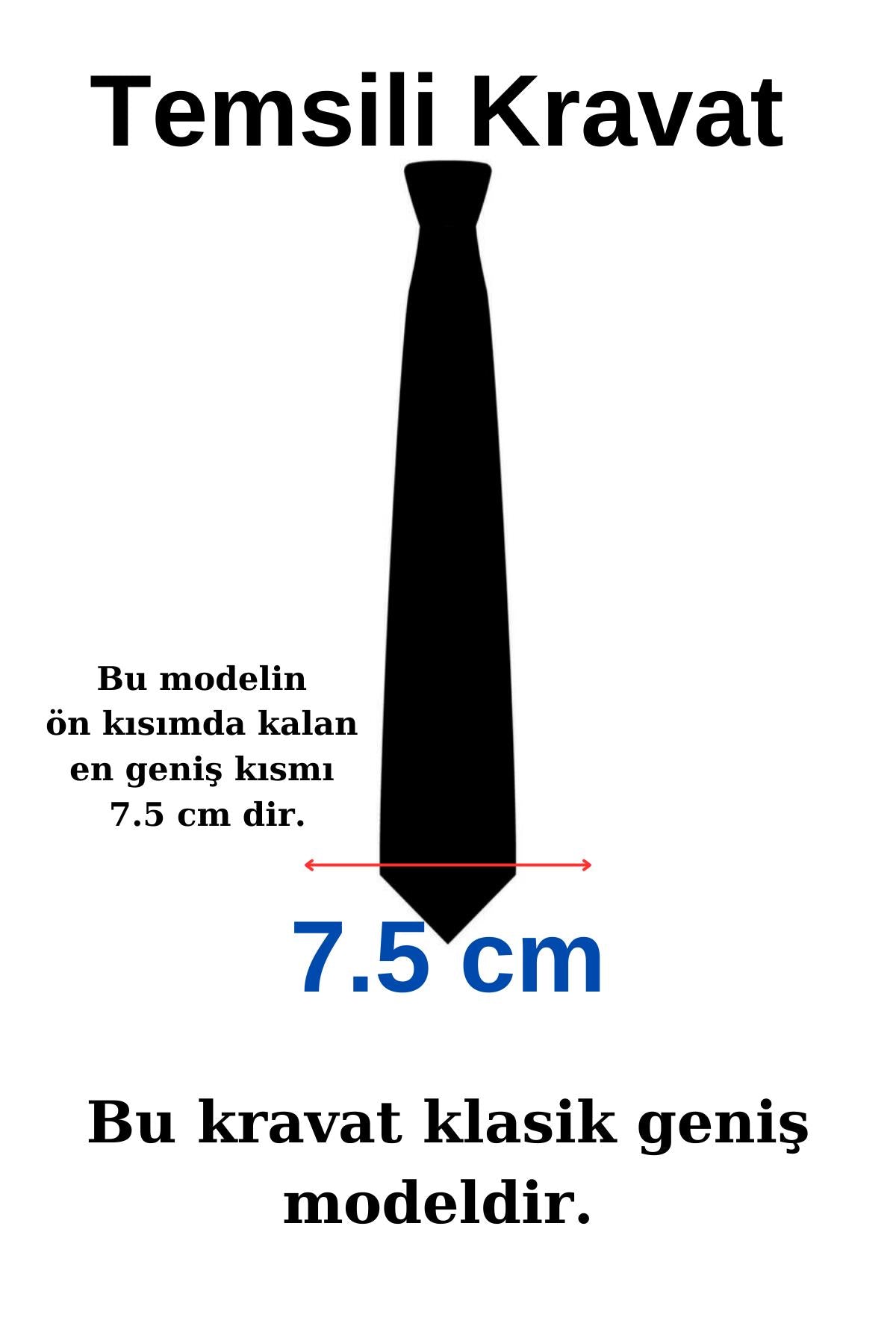 Esgue Hand Made 7.5 cm Lacivert Mendilli Kravat