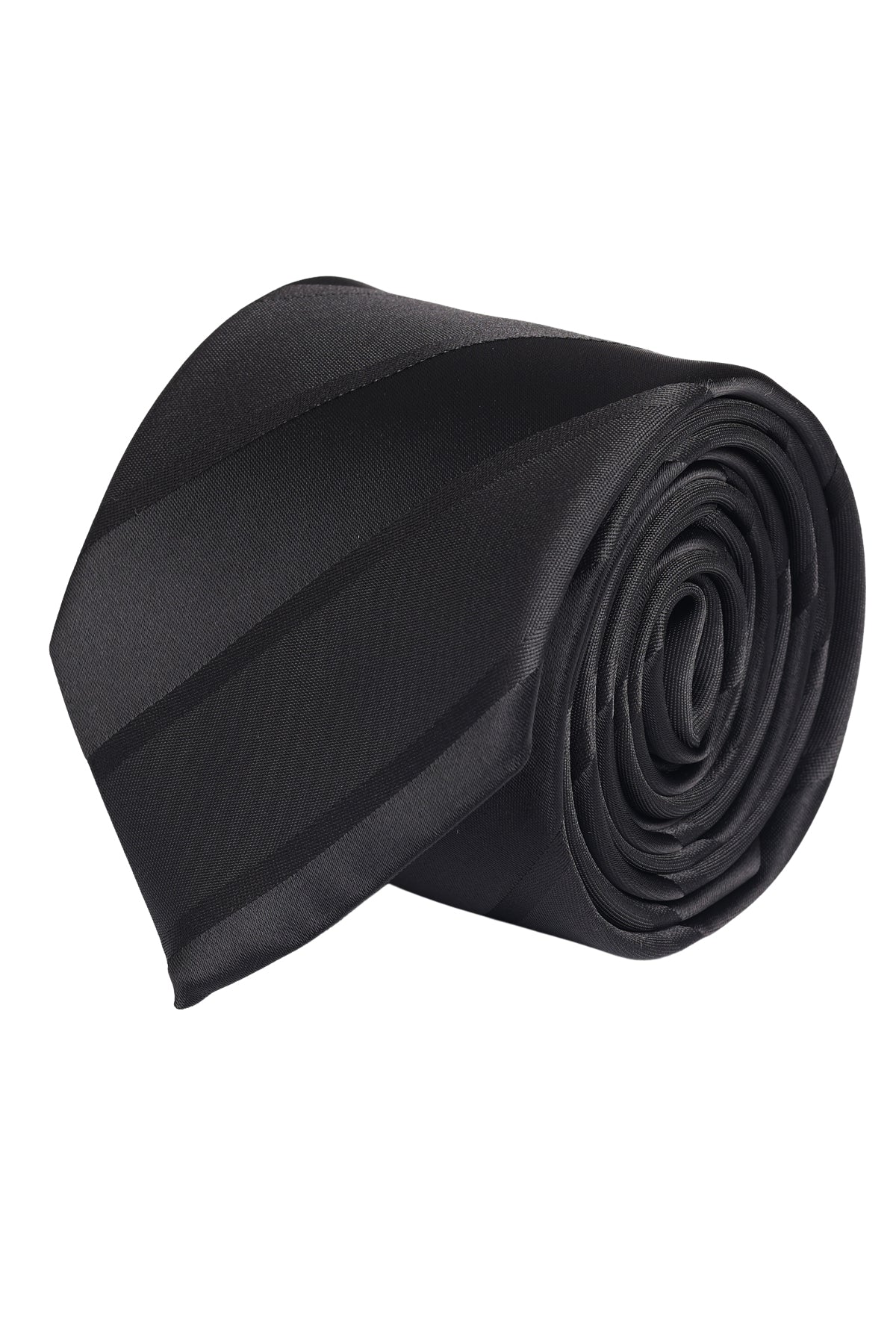 Esgue Hand Made 8 cm Siyah Çizgili Desen Kravat Mendil