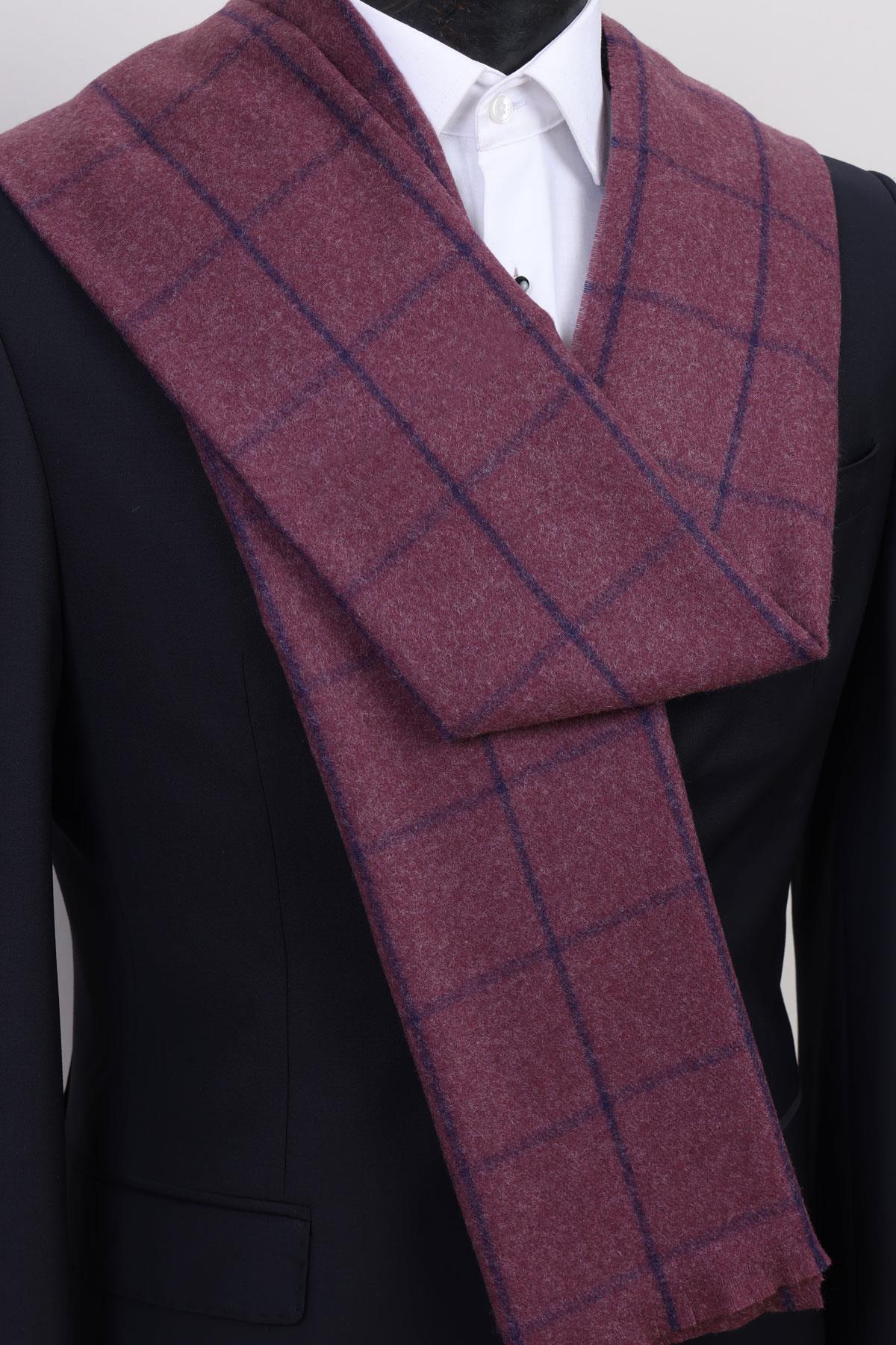 Esgue Viskon Mürdüm Ekose Desenli Atkı