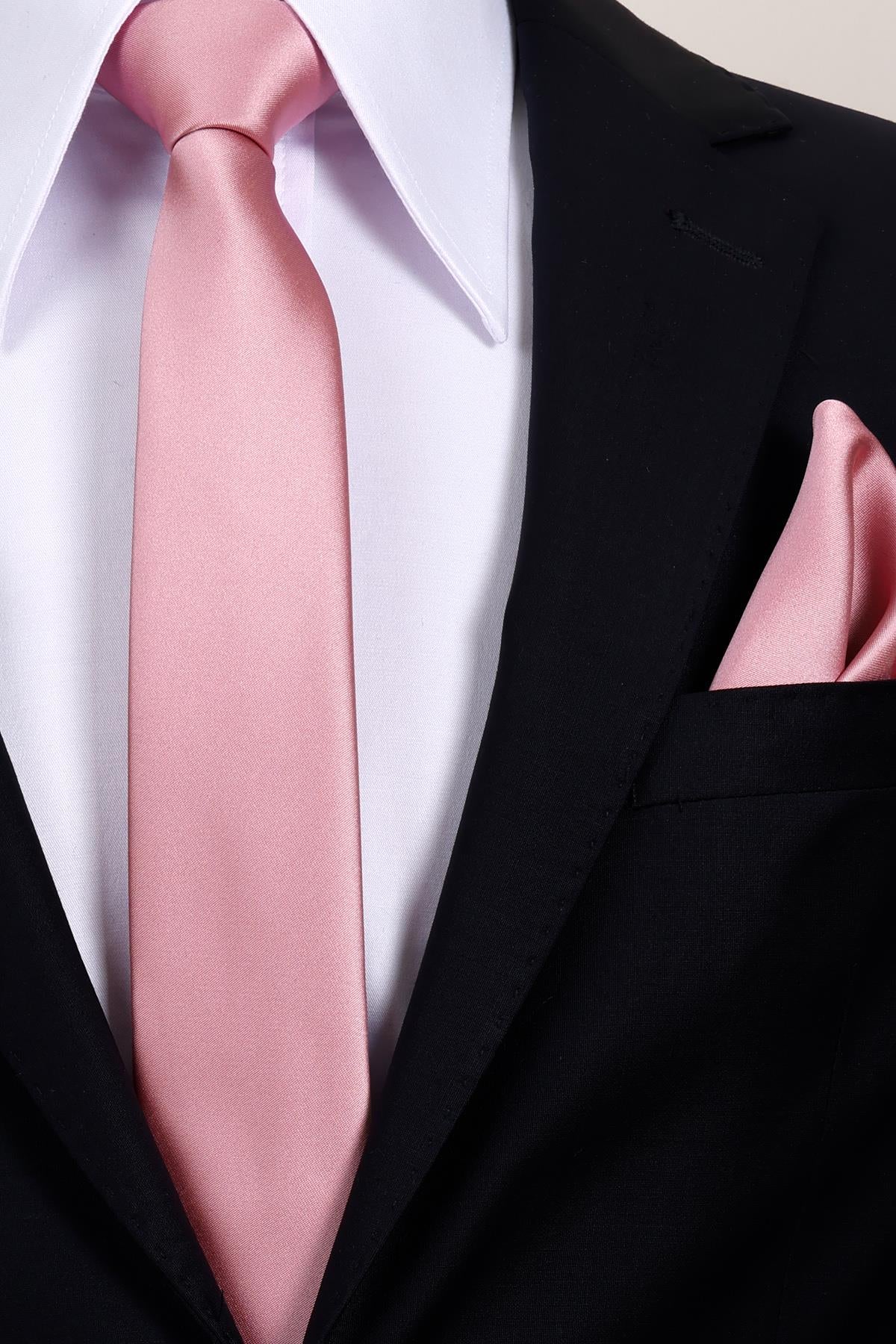 Esgue 6 cm İnce Saten Mendilli Kravat – Özel Hediye Kutulu Premium Slim Kravat