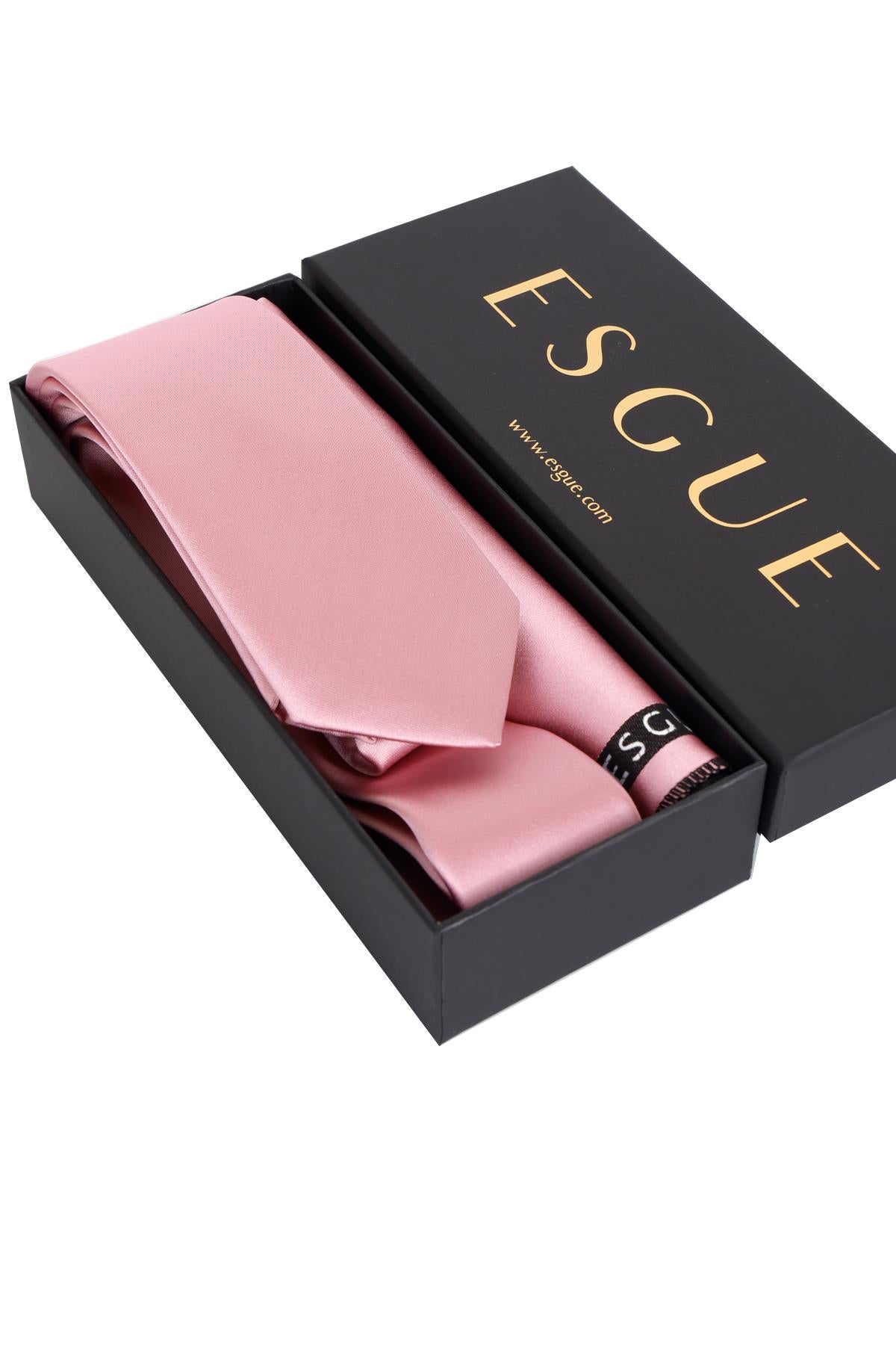 Esgue 6 cm İnce Saten Mendilli Kravat – Özel Hediye Kutulu Premium Slim Kravat