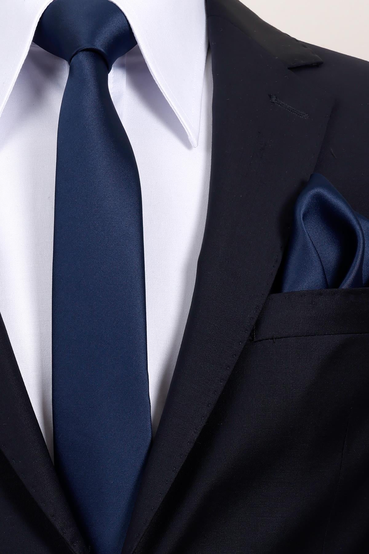 Esgue 6 cm İnce Saten Mendilli Kravat – Özel Hediye Kutulu Premium Slim Kravat