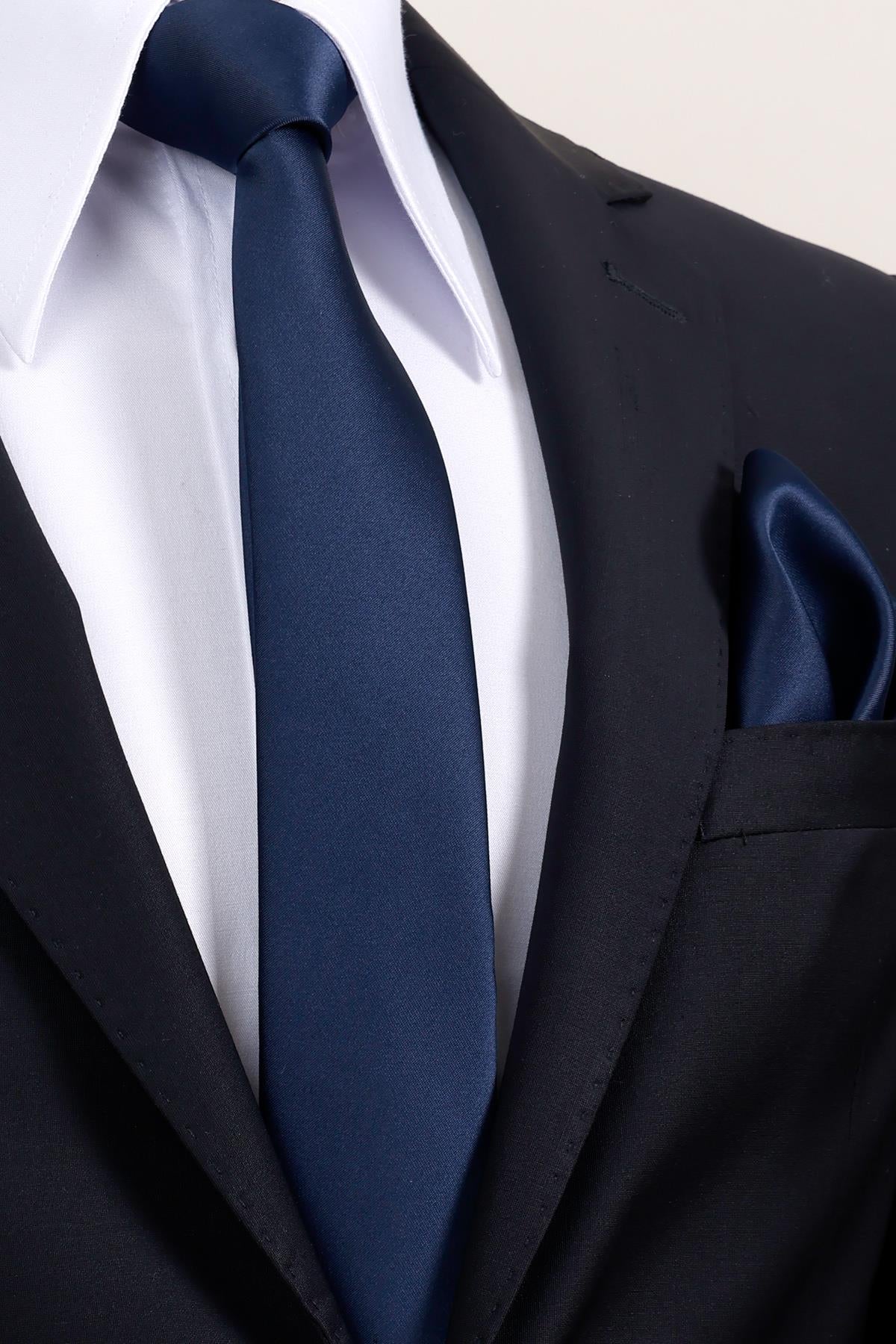 Esgue 6 cm İnce Saten Mendilli Kravat – Özel Hediye Kutulu Premium Slim Kravat