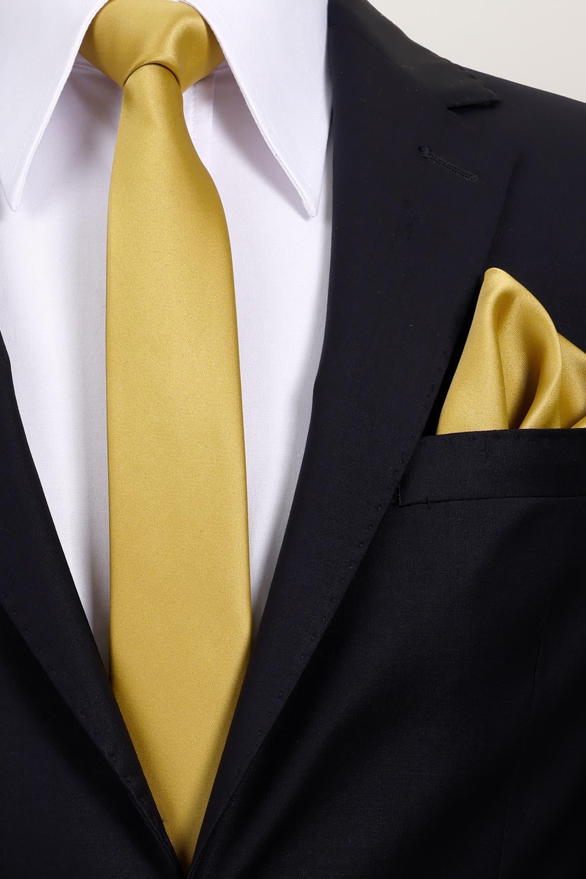 Esgue 6 cm İnce Saten Mendilli Kravat – Özel Hediye Kutulu Premium Slim Kravat