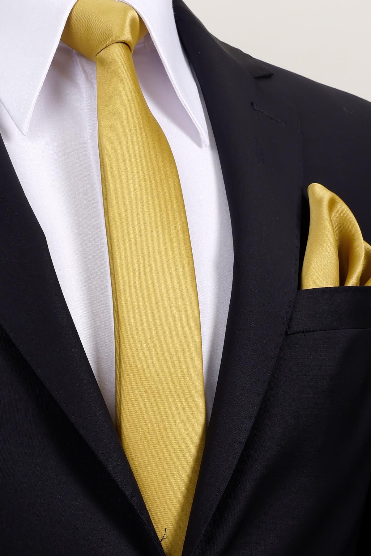 Esgue 6 cm İnce Saten Mendilli Kravat – Özel Hediye Kutulu Premium Slim Kravat