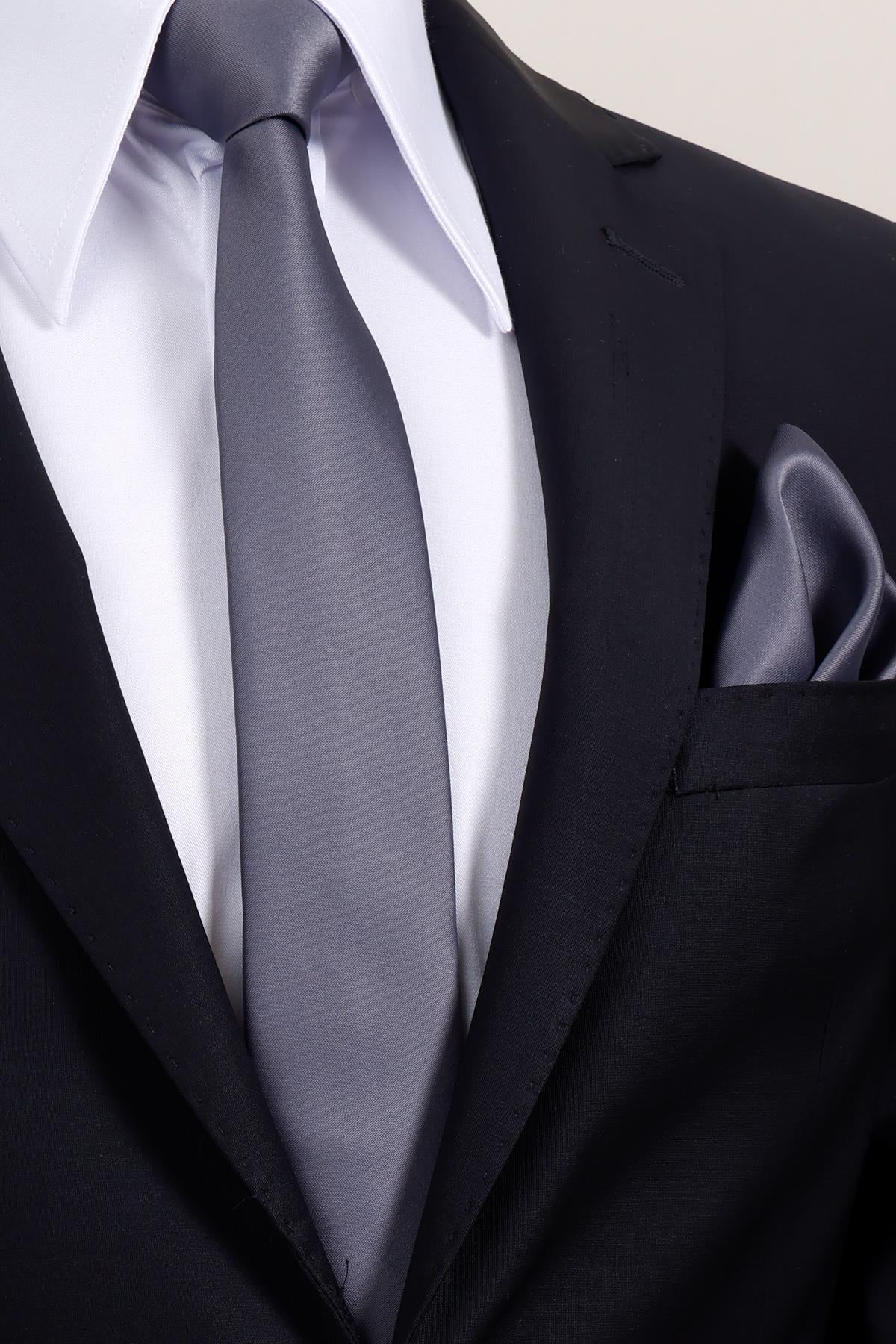 Esgue 6 cm İnce Saten Mendilli Kravat – Özel Hediye Kutulu Premium Slim Kravat