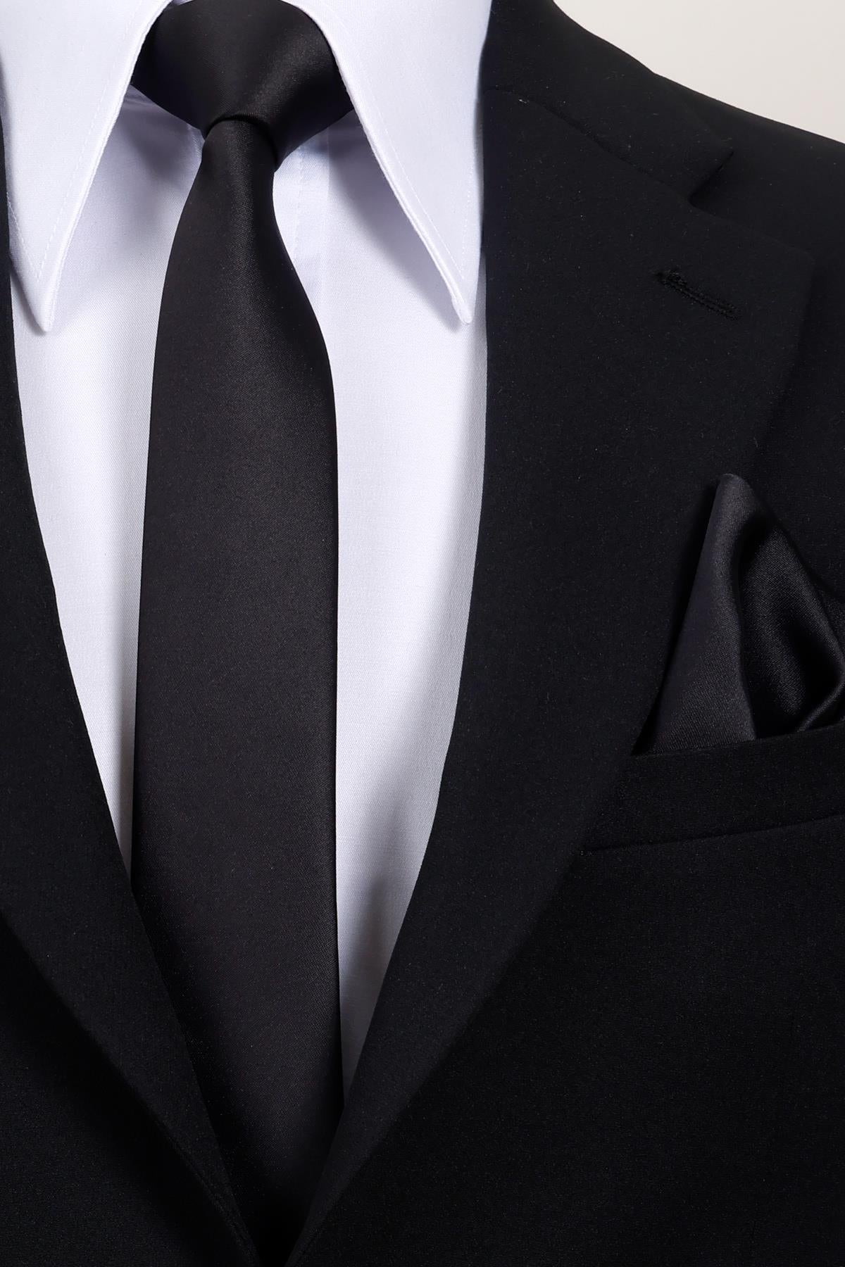 Esgue 6 cm İnce Saten Mendilli Kravat – Özel Hediye Kutulu Premium Slim Kravat