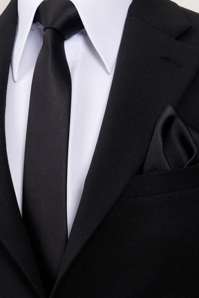 Esgue 6 cm İnce Saten Mendilli Kravat – Özel Hediye Kutulu Premium Slim Kravat