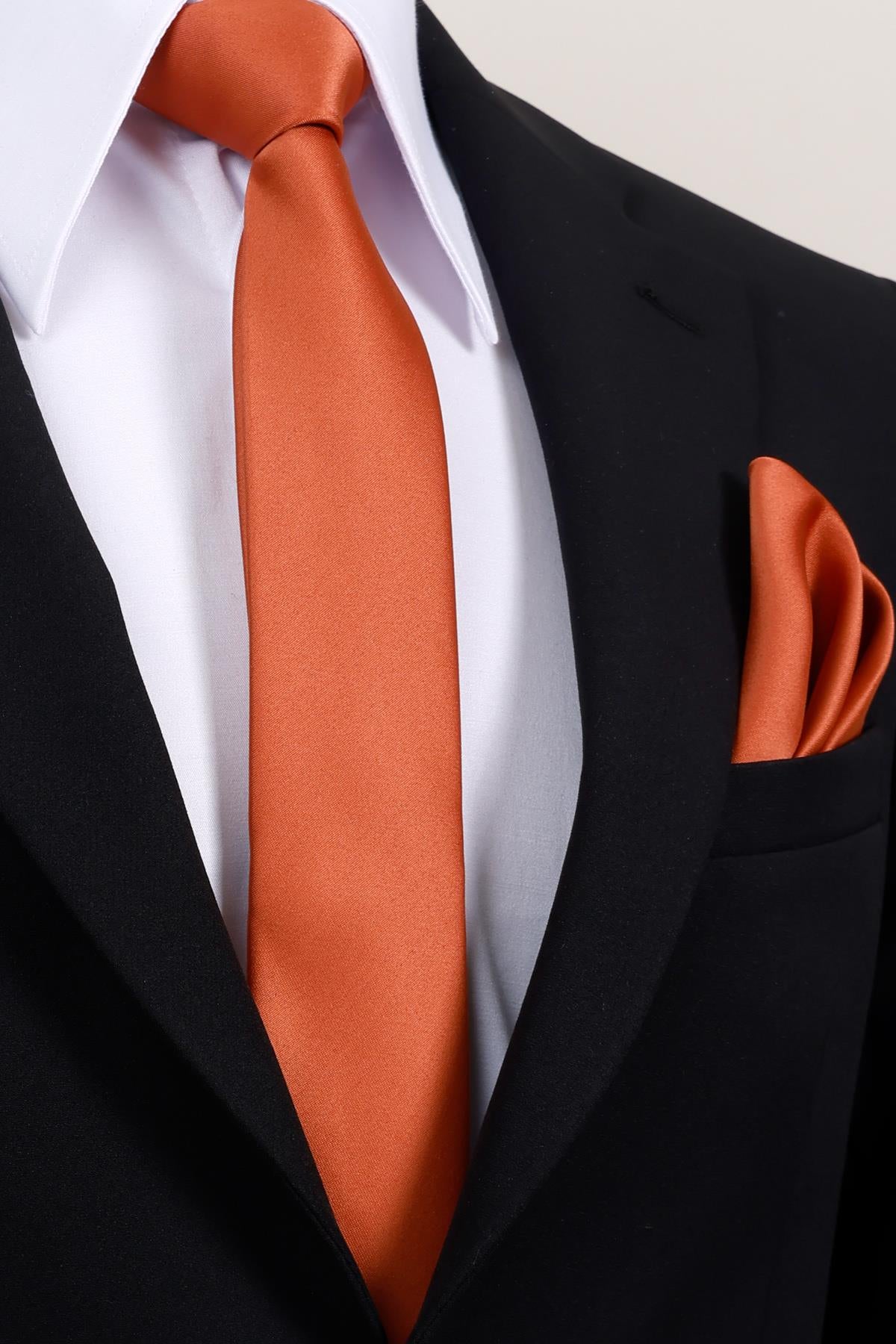 Esgue 6 cm İnce Saten Mendilli Kravat – Özel Hediye Kutulu Premium Slim Kravat