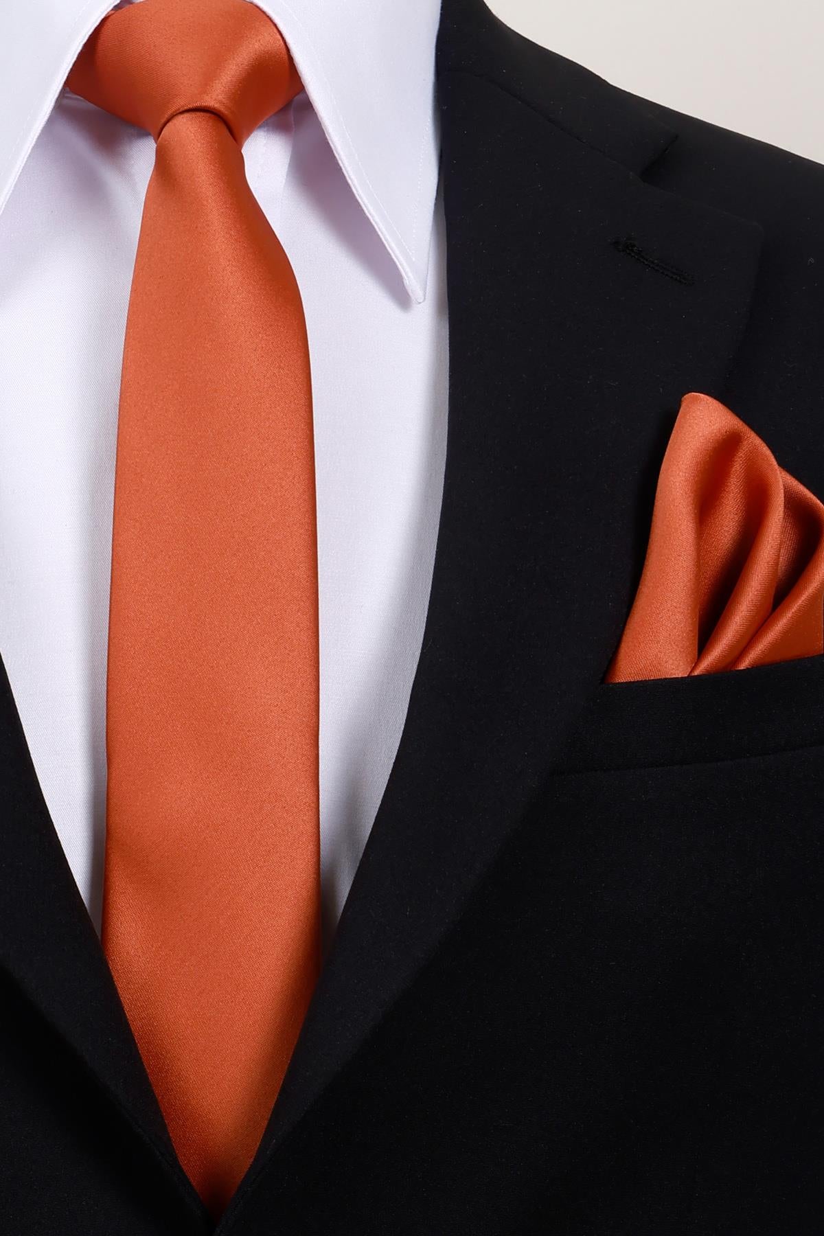 Esgue 6 cm İnce Saten Mendilli Kravat – Özel Hediye Kutulu Premium Slim Kravat