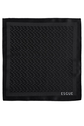 Esgue 8 Cm Hand Made Desenli Siyah Kravat Mendil & Siyah Kol Düğmesi Hediye Seti HSET:100