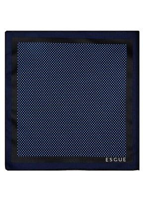 Esgue 8 Cm Hand Made Lacivert Mavi Noktalı Kravat Mendil & Kol Düğmesi & Kravat Maşası Hediye Seti HSET:115