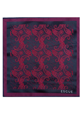 Esgue 8 Cm Hand Made Lacivert - Mor Şal Desen Mendilli Kravat