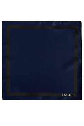 Esgue 8 Cm Hand Made Lacivert Saten Kravat Mendil & Kol Düğmesi Hediye Seti HSET:114