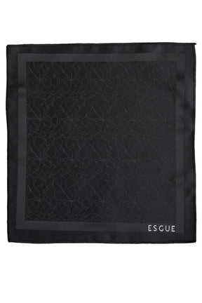 Esgue 8 Cm Hand Made Siyah Desenli Kravat Mendil & Gold Siyah Mineli Kol Düğmesi Hediye Seti HSET:120