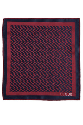 Esgue 8 Cm Klasik Geniş Hand Made Bordo - Lacivert Desenli Mendilli Kravat