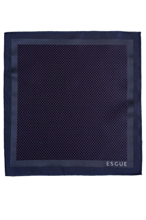 Esgue 8 Cm Klasik Geniş Hand Made Lacivert - Bordo Nokta Desen Mendilli Kravat