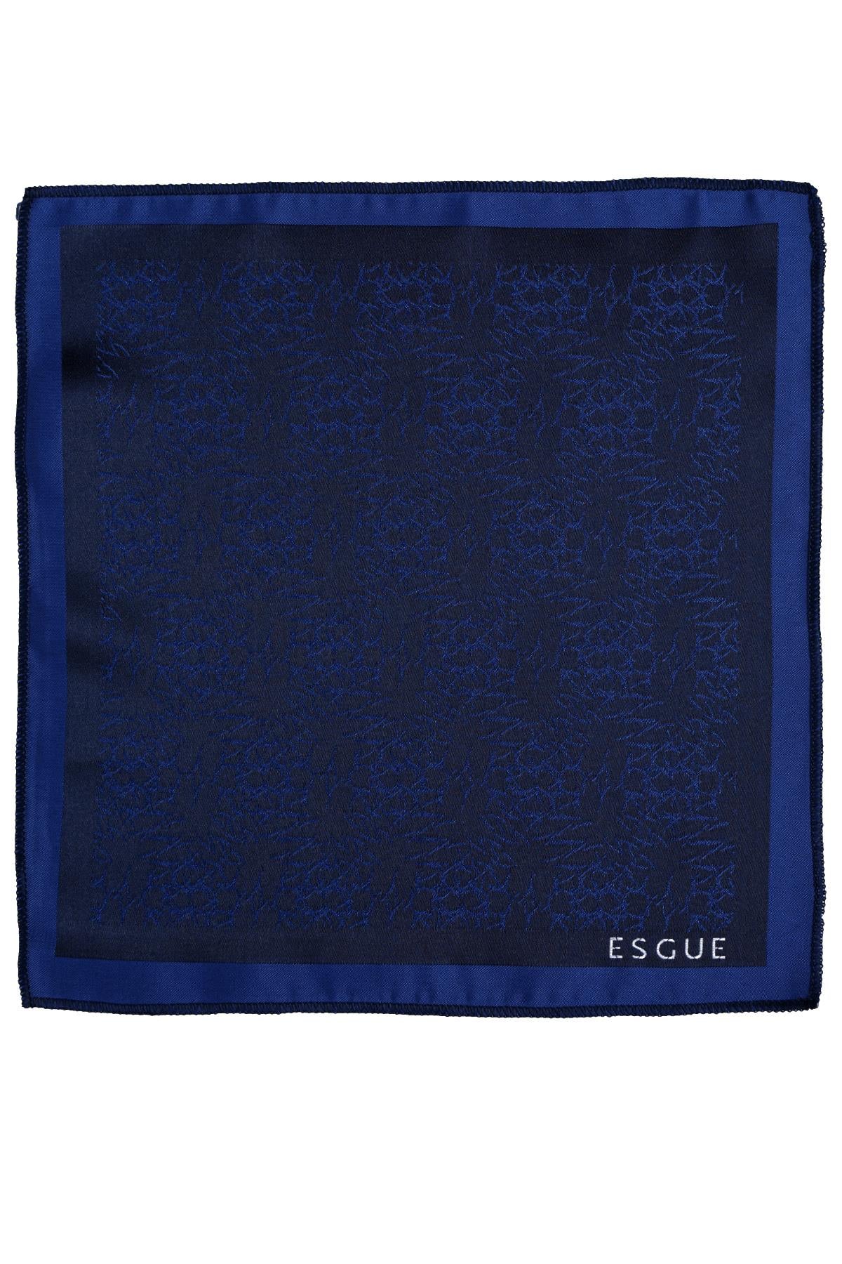 Esgue 8 Cm Klasik Geniş Hand Made Lacivert Desenli Mendilli Kravat