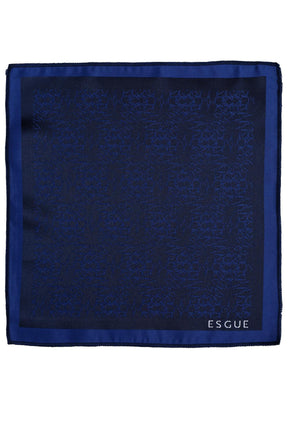 Esgue 8 Cm Klasik Geniş Hand Made Lacivert Desenli Mendilli Kravat