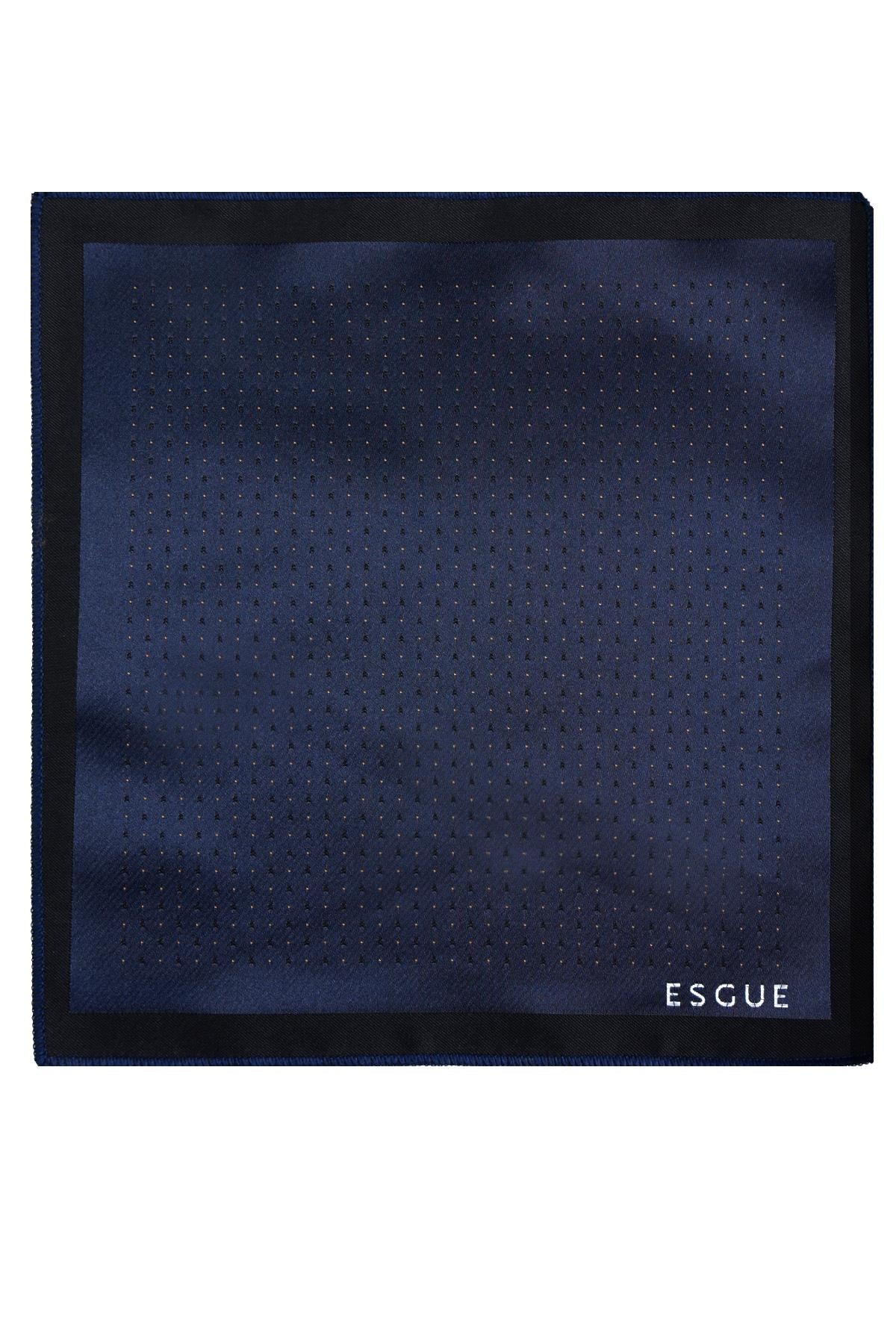 Esgue 8 Cm Klasik Geniş Hand Made Lacivert Sarı Nokta Desen Mendilli Kravat