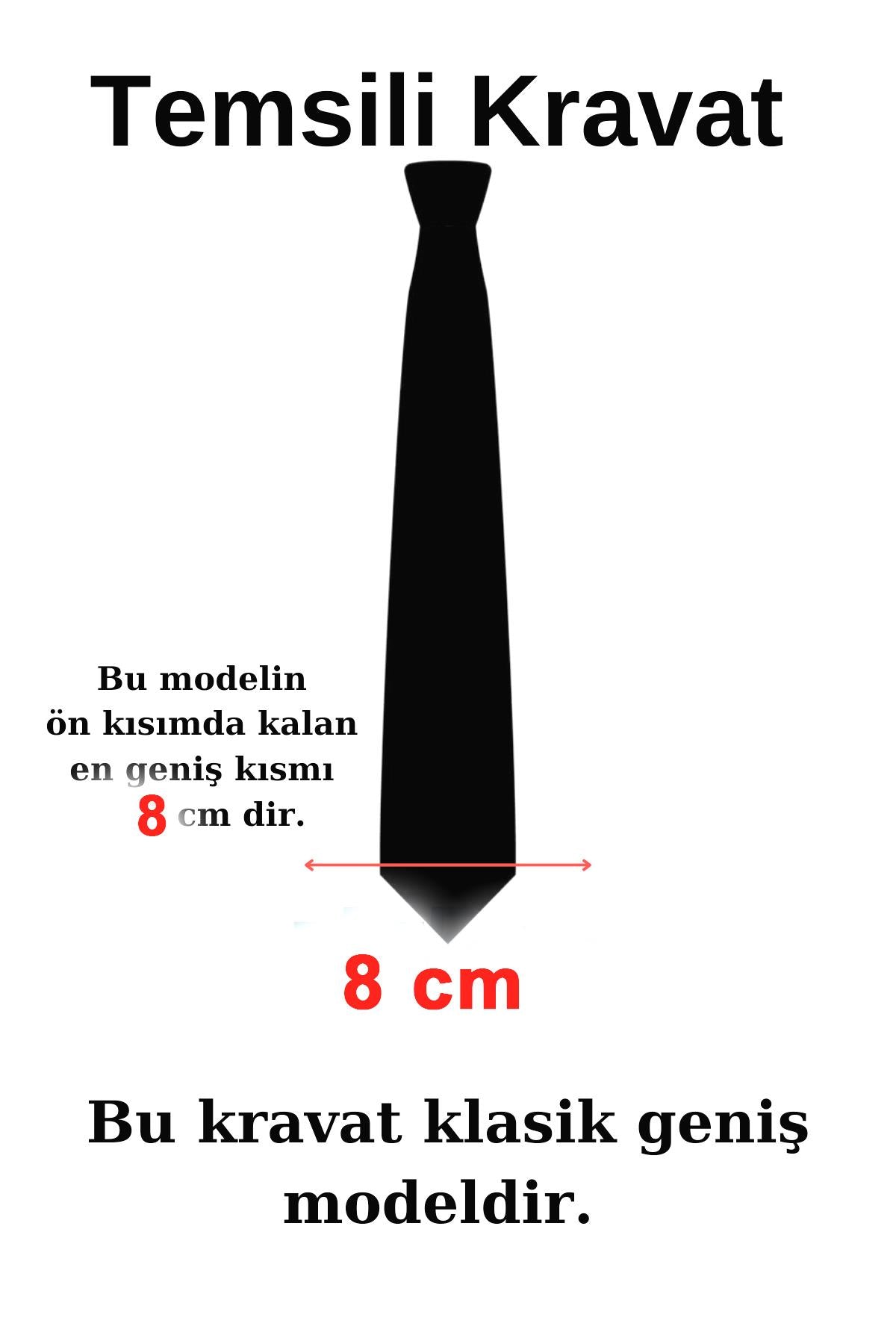 Esgue 8 Cm Klasik Geniş Hand Made Siyah - Beyaz Şal Desen Mendilli Kravat