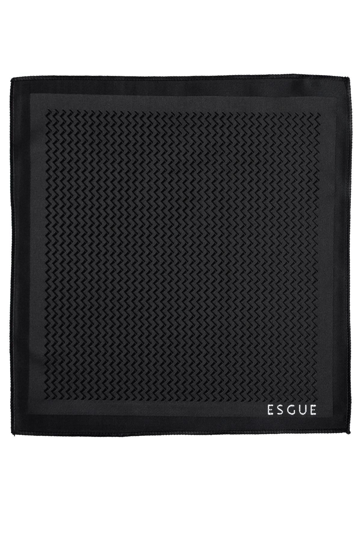 Esgue 8 Cm Klasik Geniş Hand Made Siyah Çizgili Desen Mendilli Kravat