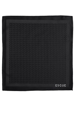 Esgue 8 Cm Klasik Geniş Hand Made Siyah Çizgili Desen Mendilli Kravat
