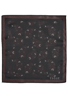 Esgue 8 Cm Klasik Geniş Hand Made Siyah - Kahve Damla Desen Mendilli Kravat