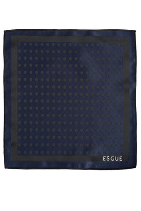 Esgue 8 Cm Klasik Geniş Hand Made Siyah - Lacivert Puantiye Desen Mendilli Kravat