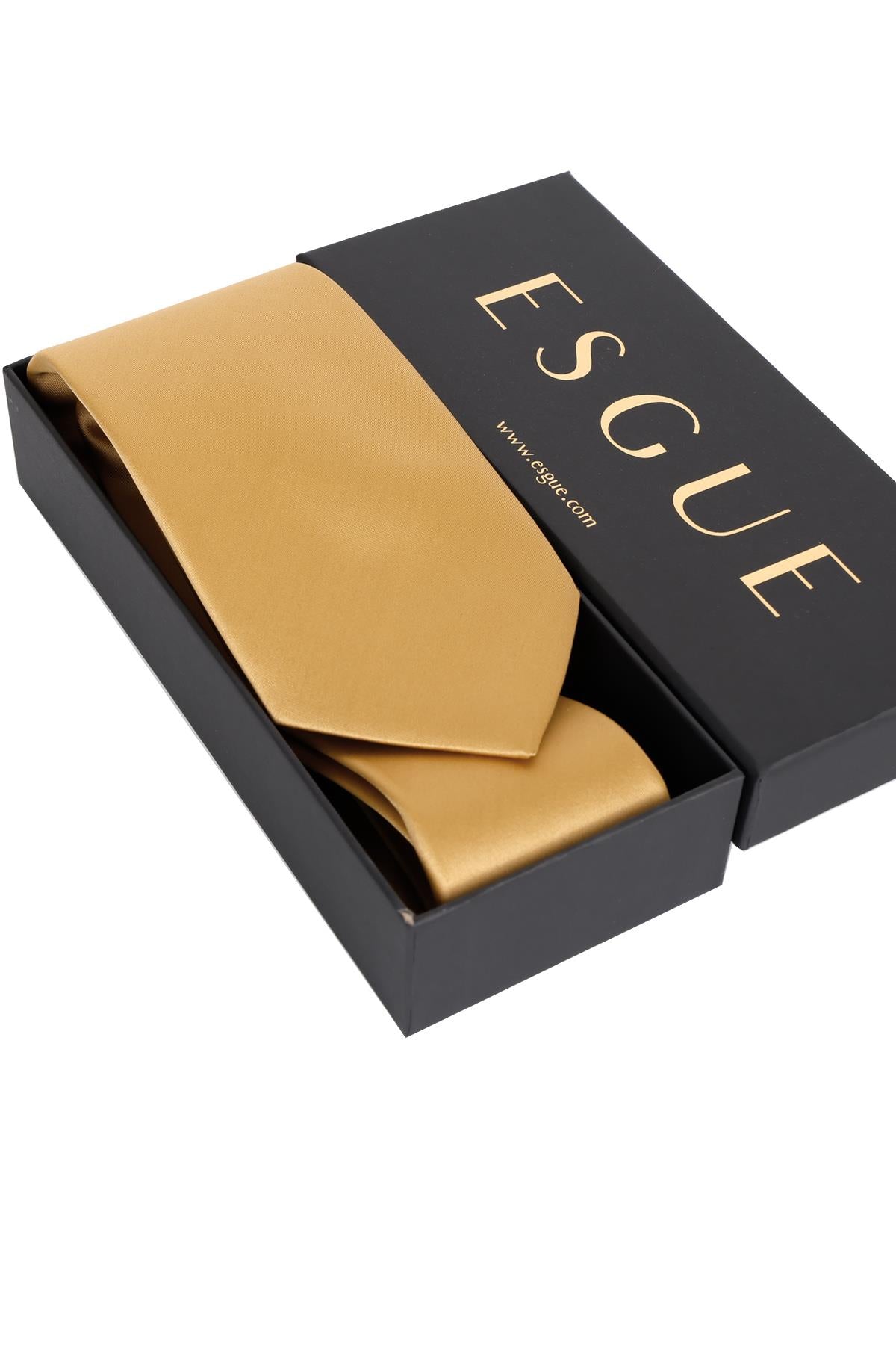 Esgue 8 cm Klasik Saten Mendilli Kravat – Farklı Renk Seçeneği, Özel Hediye Kutusunda Premium Erkek Kravat