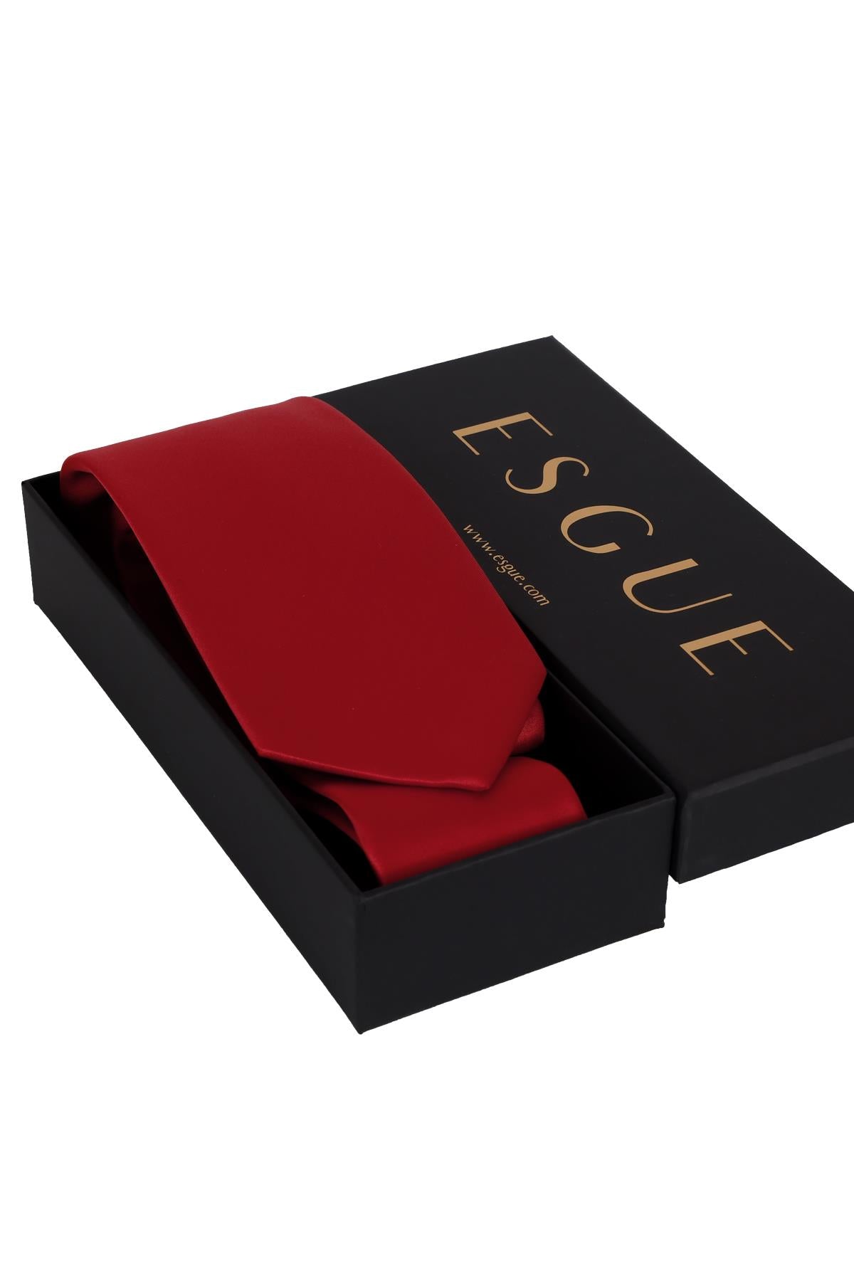 Esgue 8 cm Klasik Saten Mendilli Kravat – Farklı Renk Seçeneği, Özel Hediye Kutusunda Premium Erkek Kravat