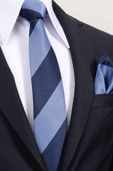 Esgue 8 cm Mavi Lacivert Parçalı Desen Hand Made Klasik Geniş Mendilli Kravat