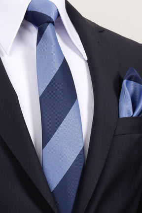 Esgue 8 cm Mavi Lacivert Parçalı Desen Hand Made Klasik Geniş Mendilli Kravat