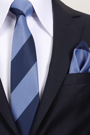 Esgue 8 cm Mavi Lacivert Parçalı Desen Hand Made Klasik Geniş Mendilli Kravat