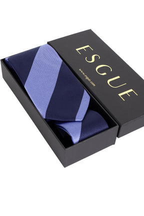 Esgue 8 cm Mavi Lacivert Parçalı Desen Hand Made Klasik Geniş Mendilli Kravat