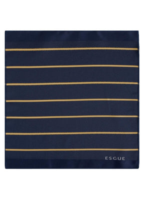 Esgue 8 cm Sarı Lacivert Çizgili Hand Made Klasik Geniş Mendilli Kravat
