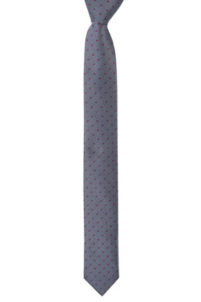 Esgue Dar Kesim Füme - Bordo Noktalı Desen Slim 6 cm. Hand Made Kravat