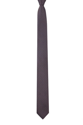 Esgue Dar Kesim Kahve - Pembe Desenli Slim 6 cm. Hand Made Kravat