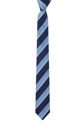 Esgue Dar Kesim Mavi - Lacivert Çizgili Slim 6 cm. Hand Made Kravat