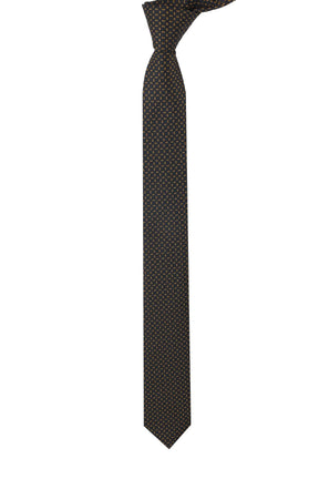 Esgue Dar Kesim Siyah - Gold Desenli Slim 6 cm. Hand Made Kravat
