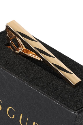 Esgue Gold Siyah Renk Eğik Şerit Desenli Kravat Klipsi – KM:5257