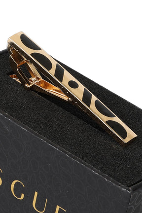 Esgue Gold Siyah Renk Geometrik Desenli Klasik Kravat Klipsi – KM:1270