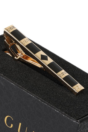 Esgue Gold Siyah Renk Geometrik Parçalı Modern Kravat Klipsi – KM:5260